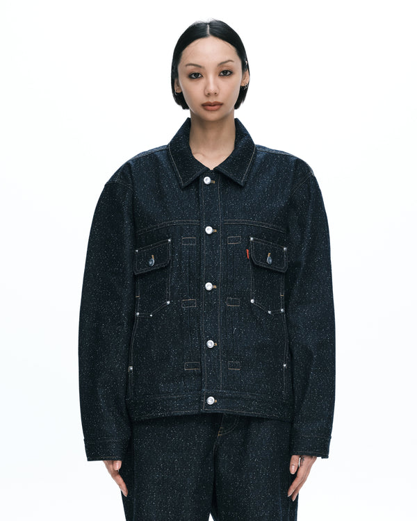 Dot denim jacket