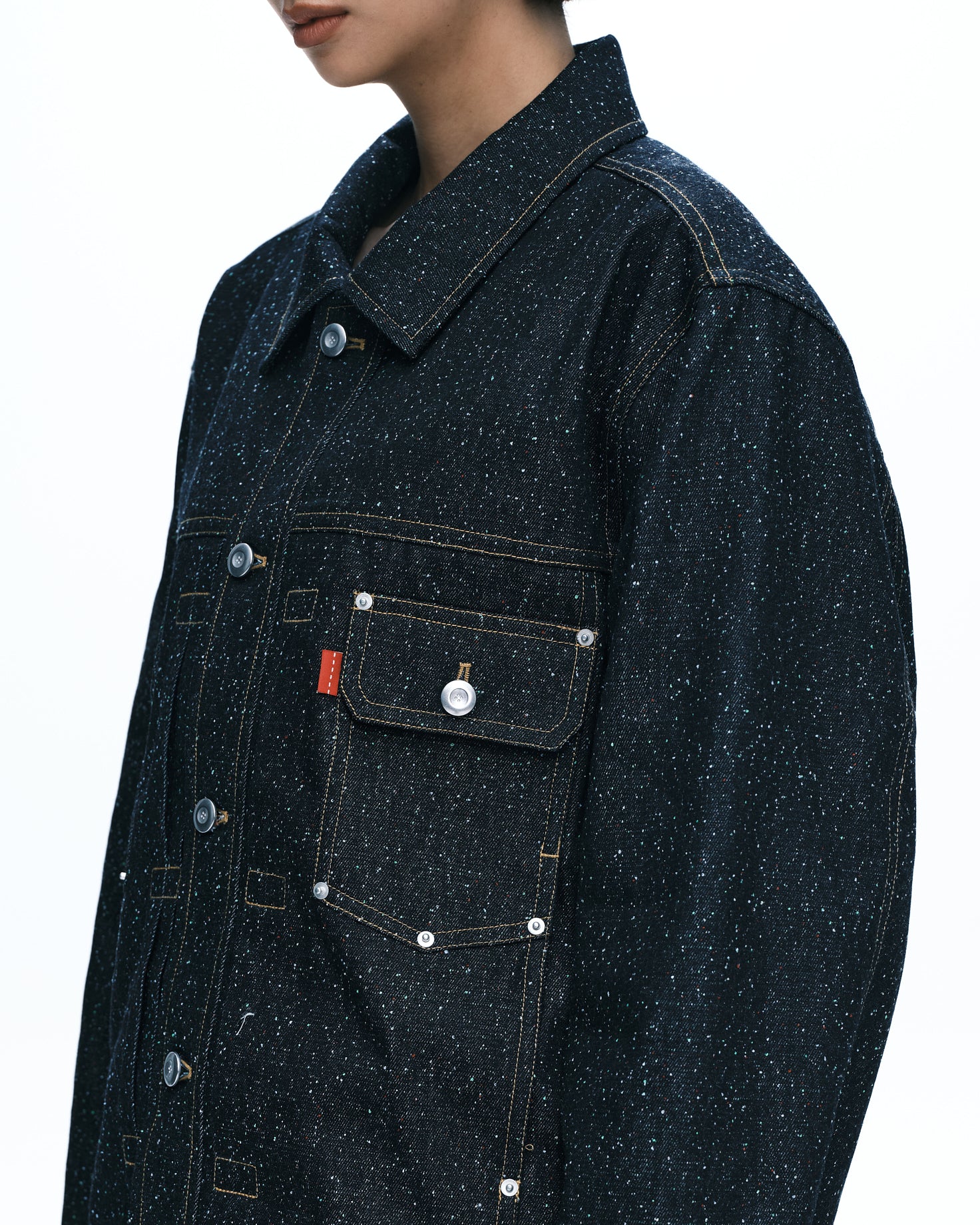 Dot denim jacket