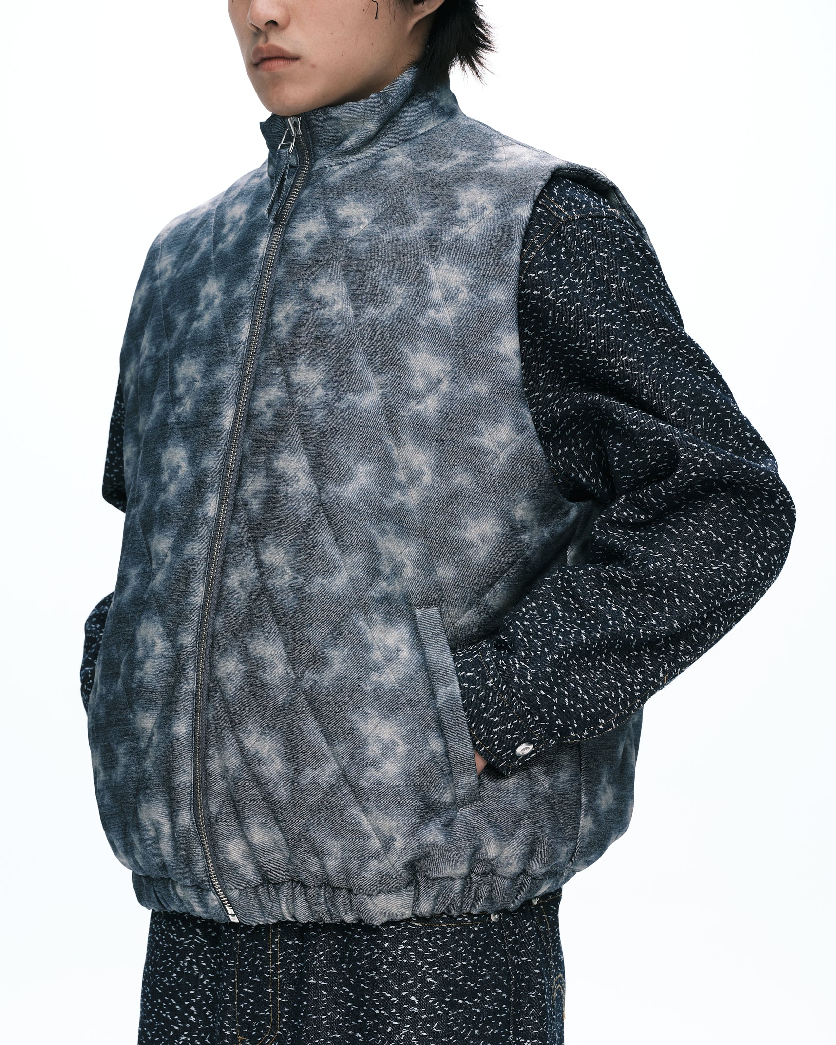 Oversized argyle vest