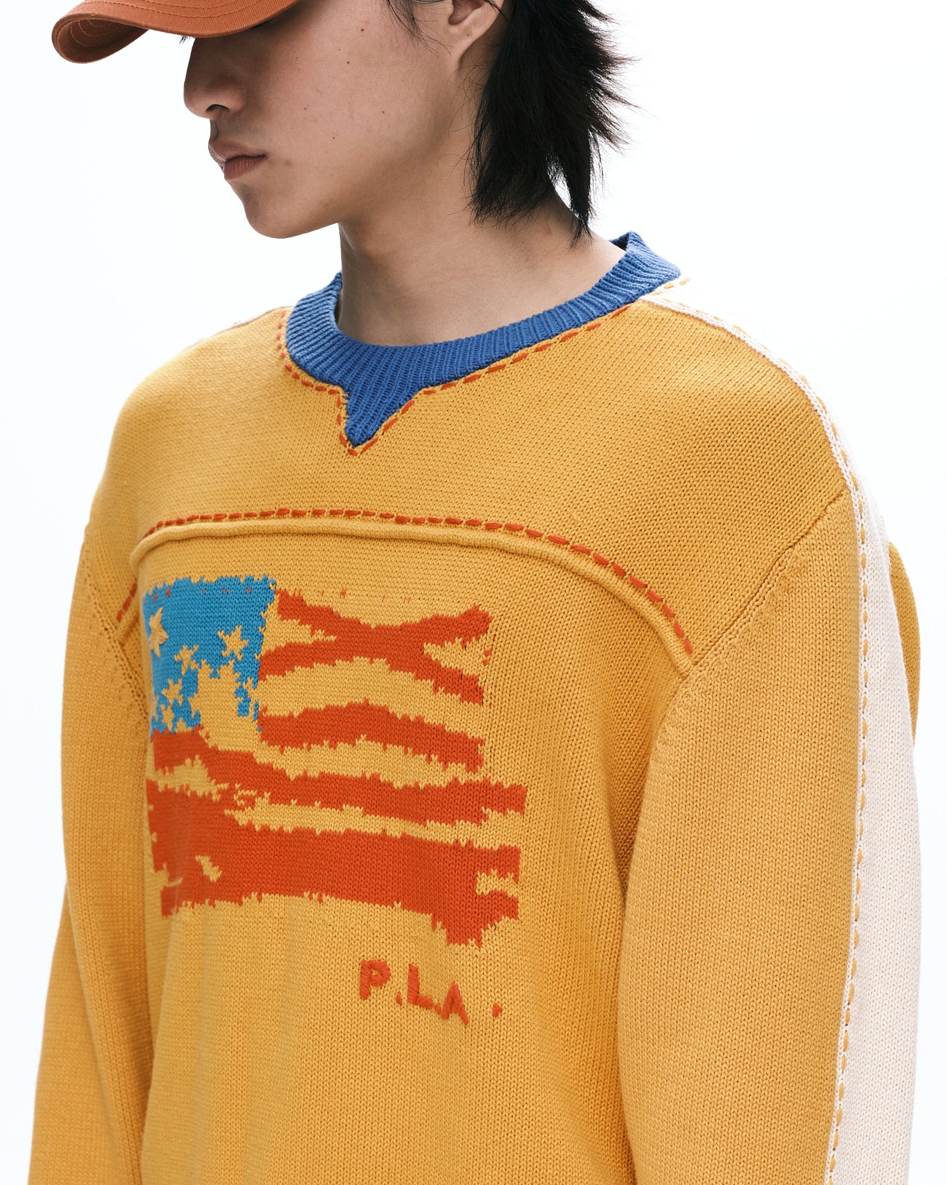 Hand stitch knit crewneck