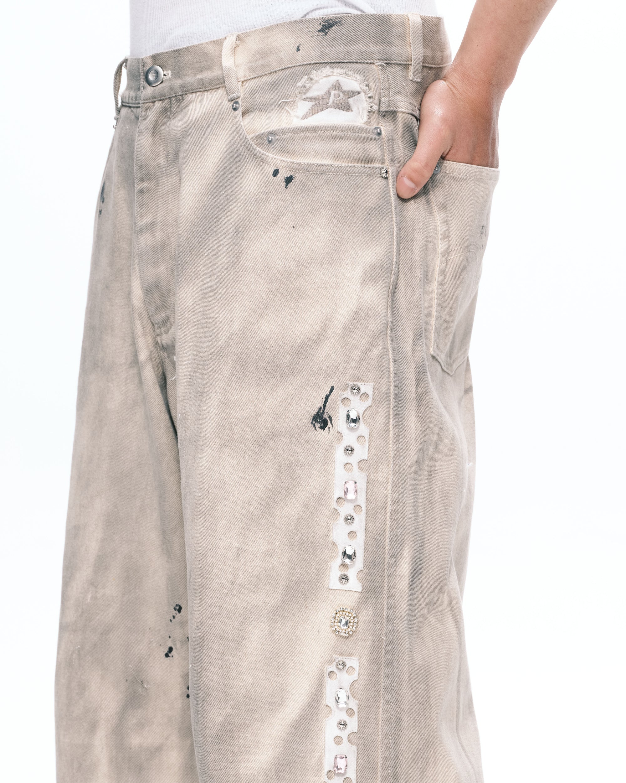 Side gem pants