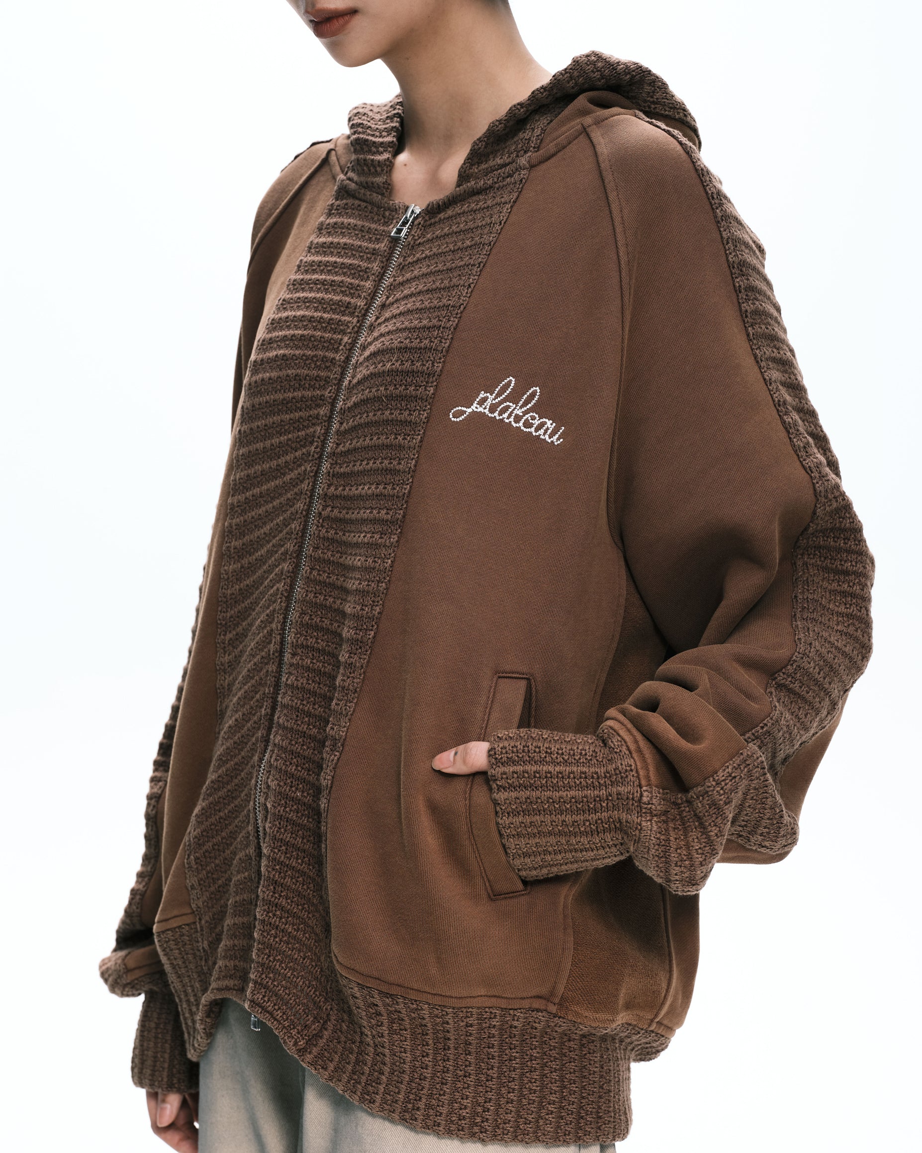 Hand rib zip-up
