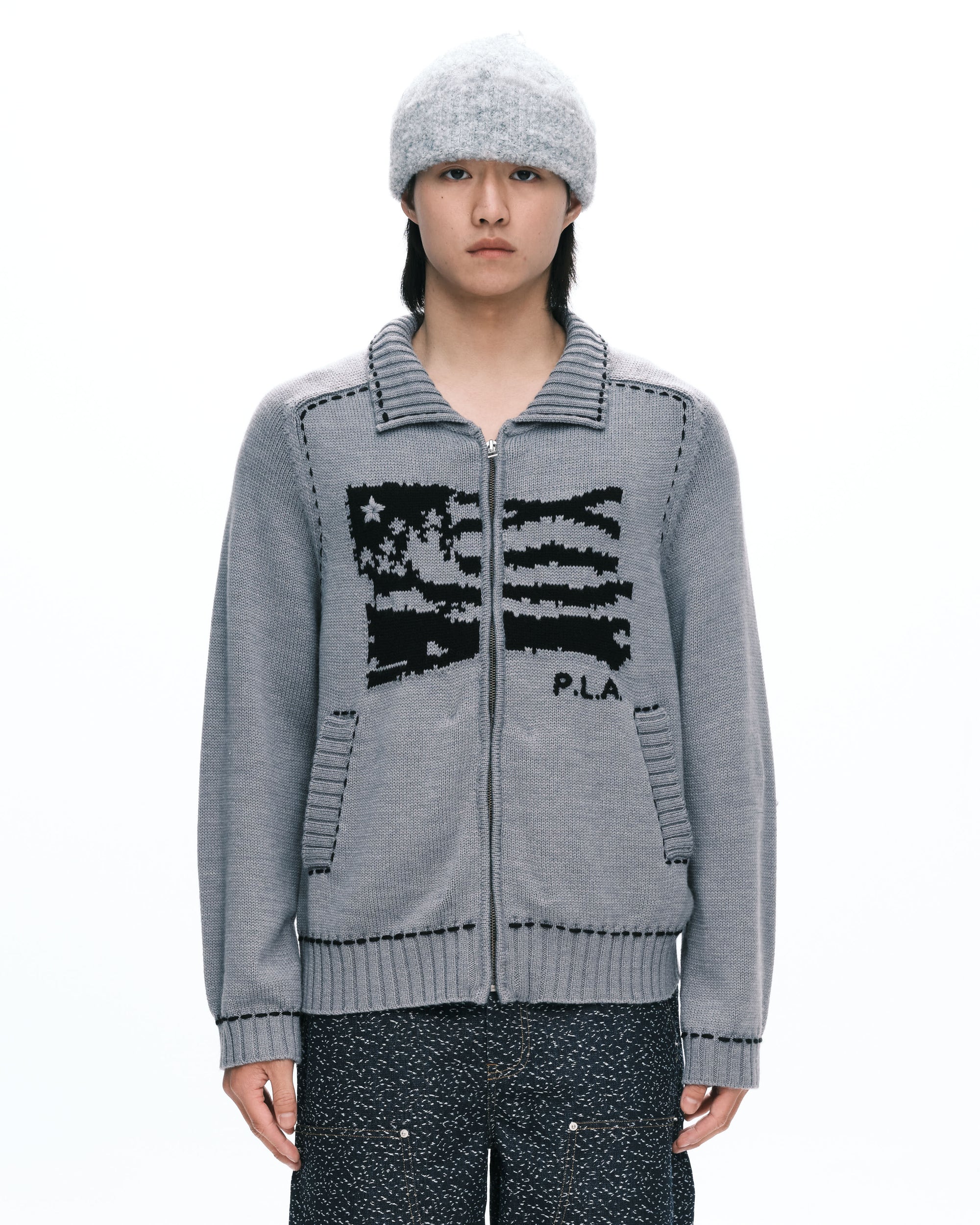 Flag knit jacket