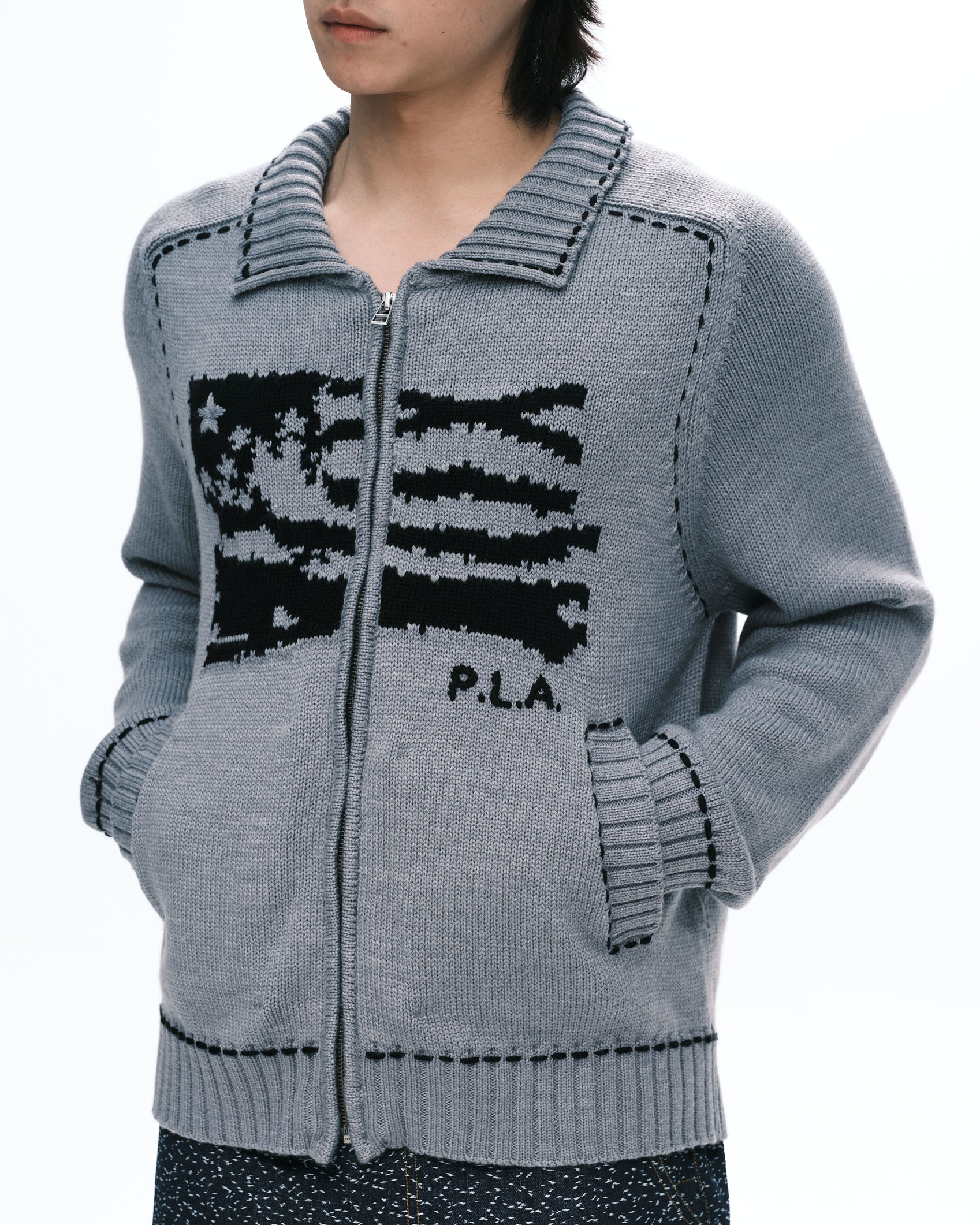 Flag knit jacket