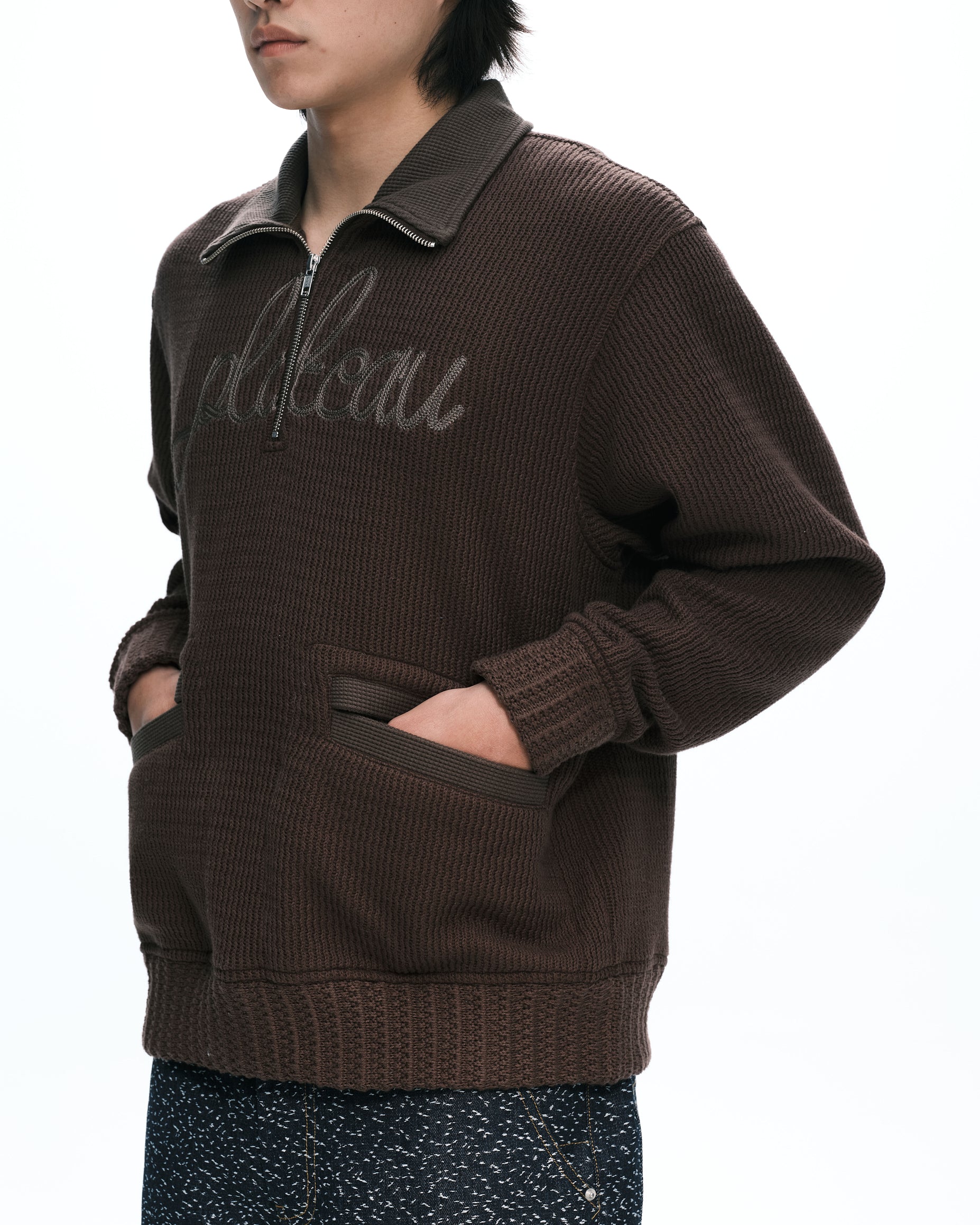 Knitted half zip up