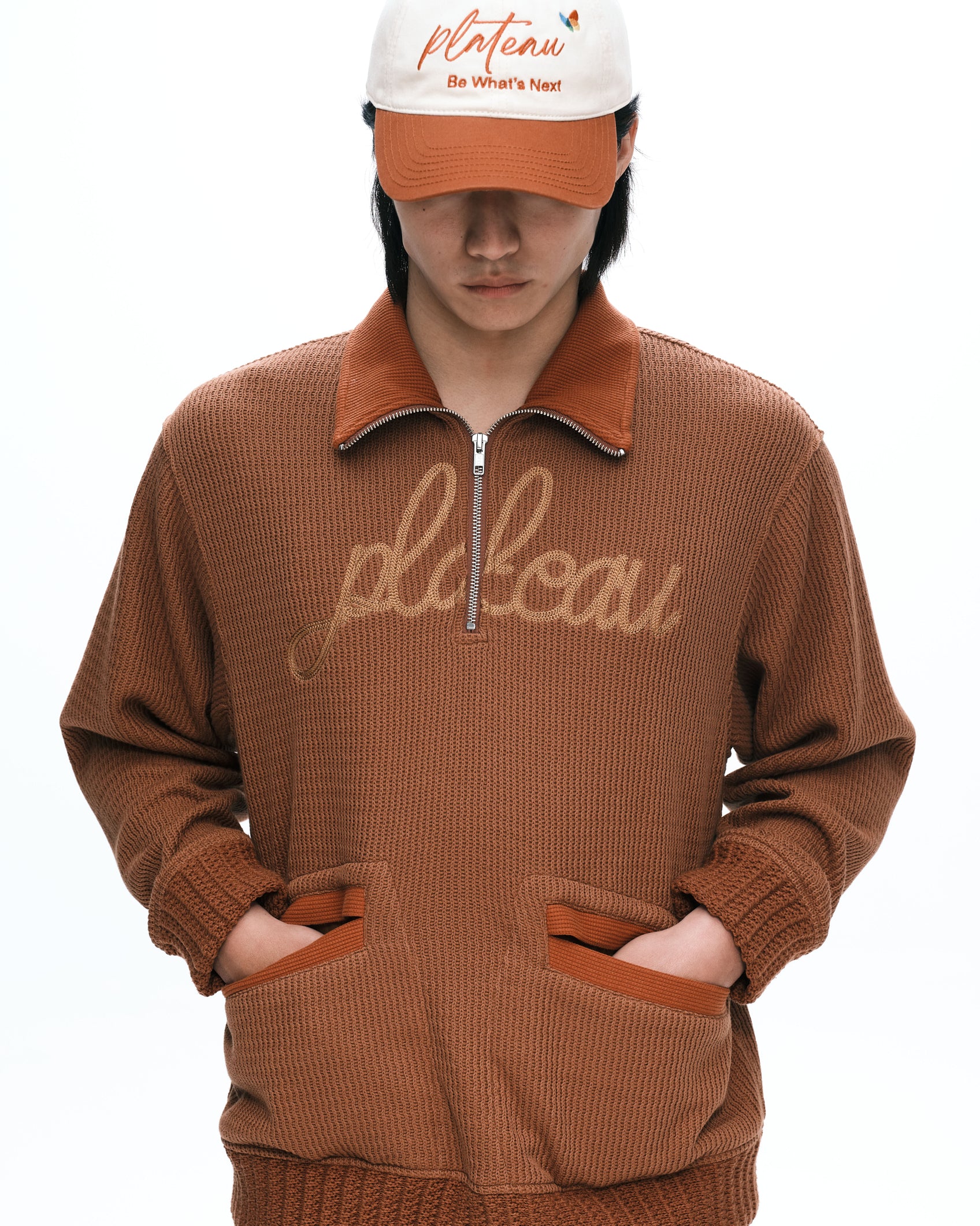 Knitted half zip up