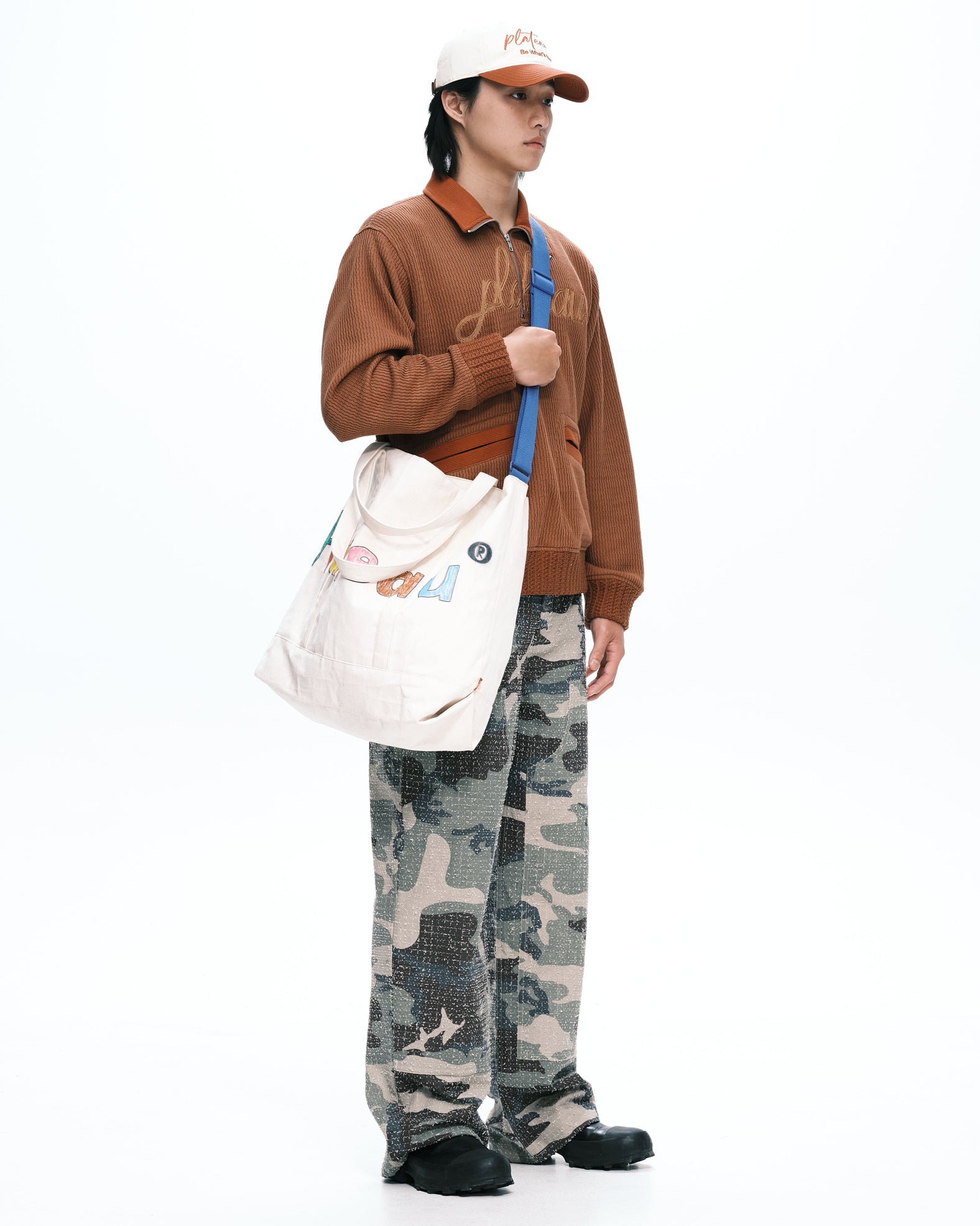 Stripe tote beige