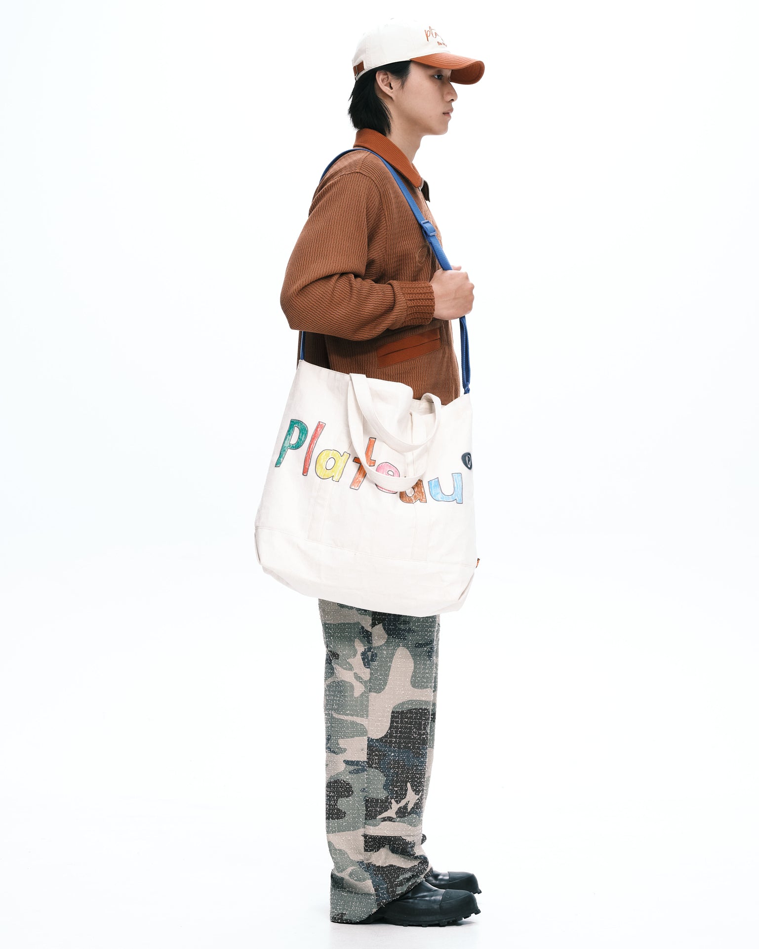 Stripe tote beige
