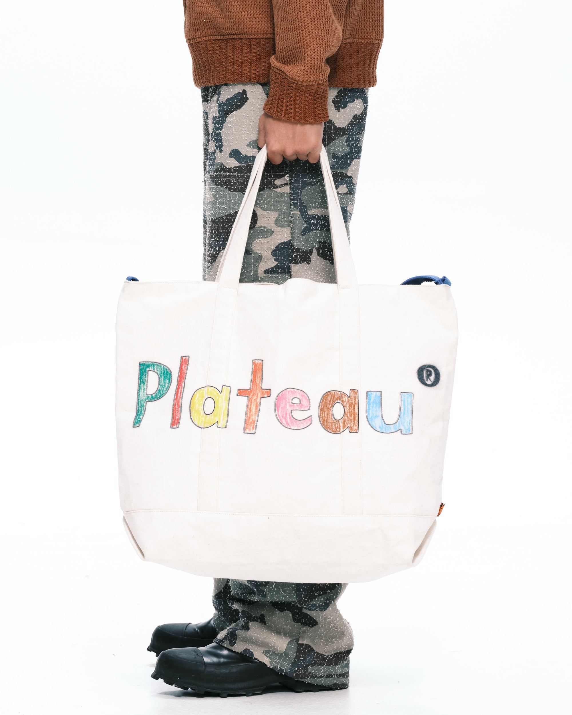 Stripe tote beige