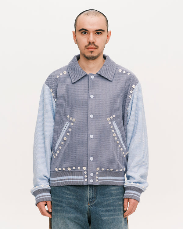 Button varsity jacket