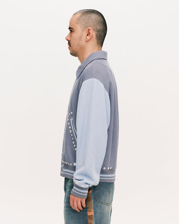 Button varsity jacket