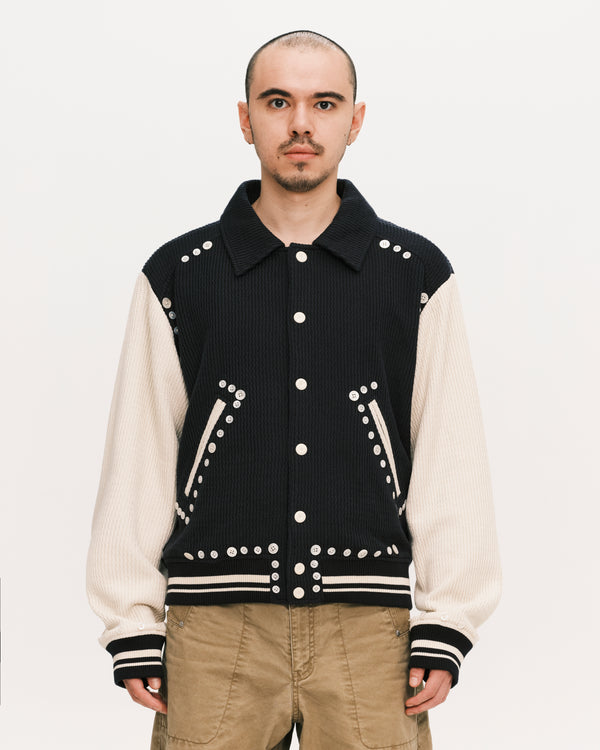 Button varsity jacket