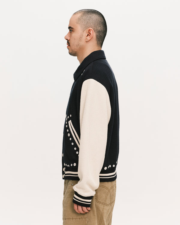 Button varsity jacket
