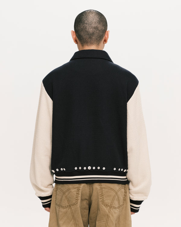 Button varsity jacket