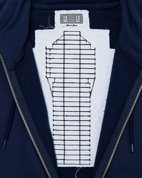SOLID BIG HEAVY ZIP HOODY NAVY