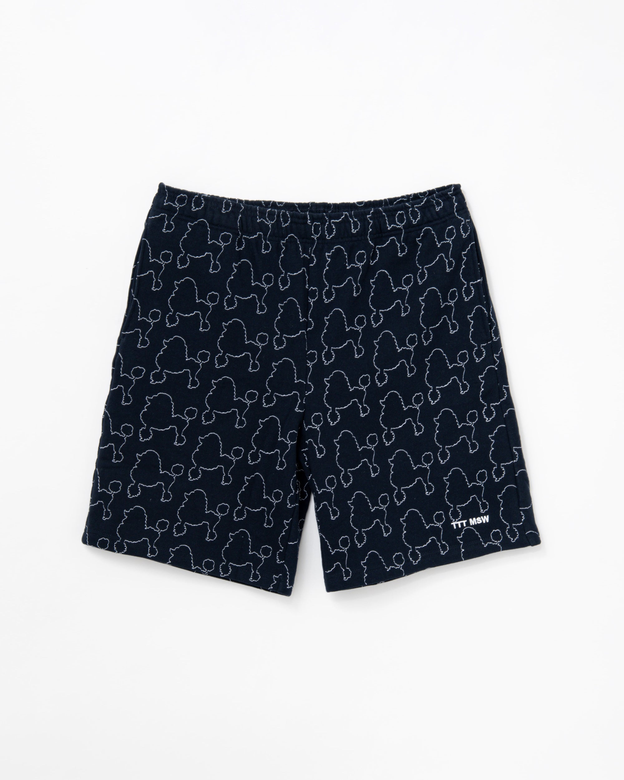 Dog embroidery half pants