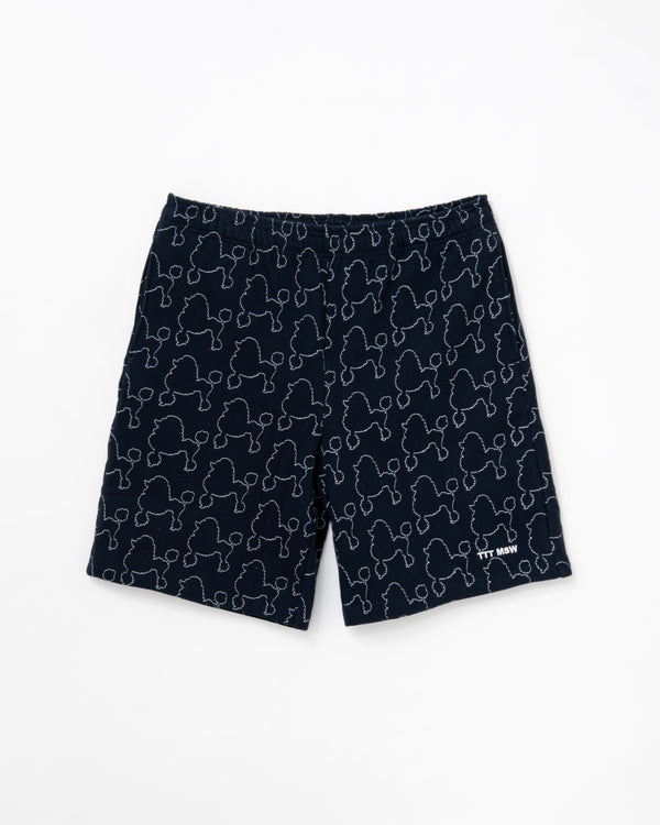 Dog embroidery half pants