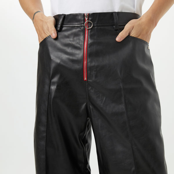 zipper leather slacks