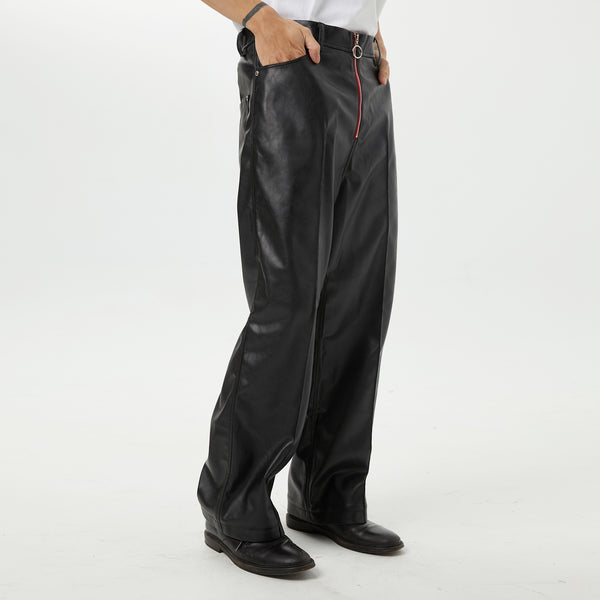 zipper leather slacks