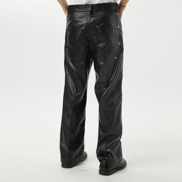 zipper leather slacks