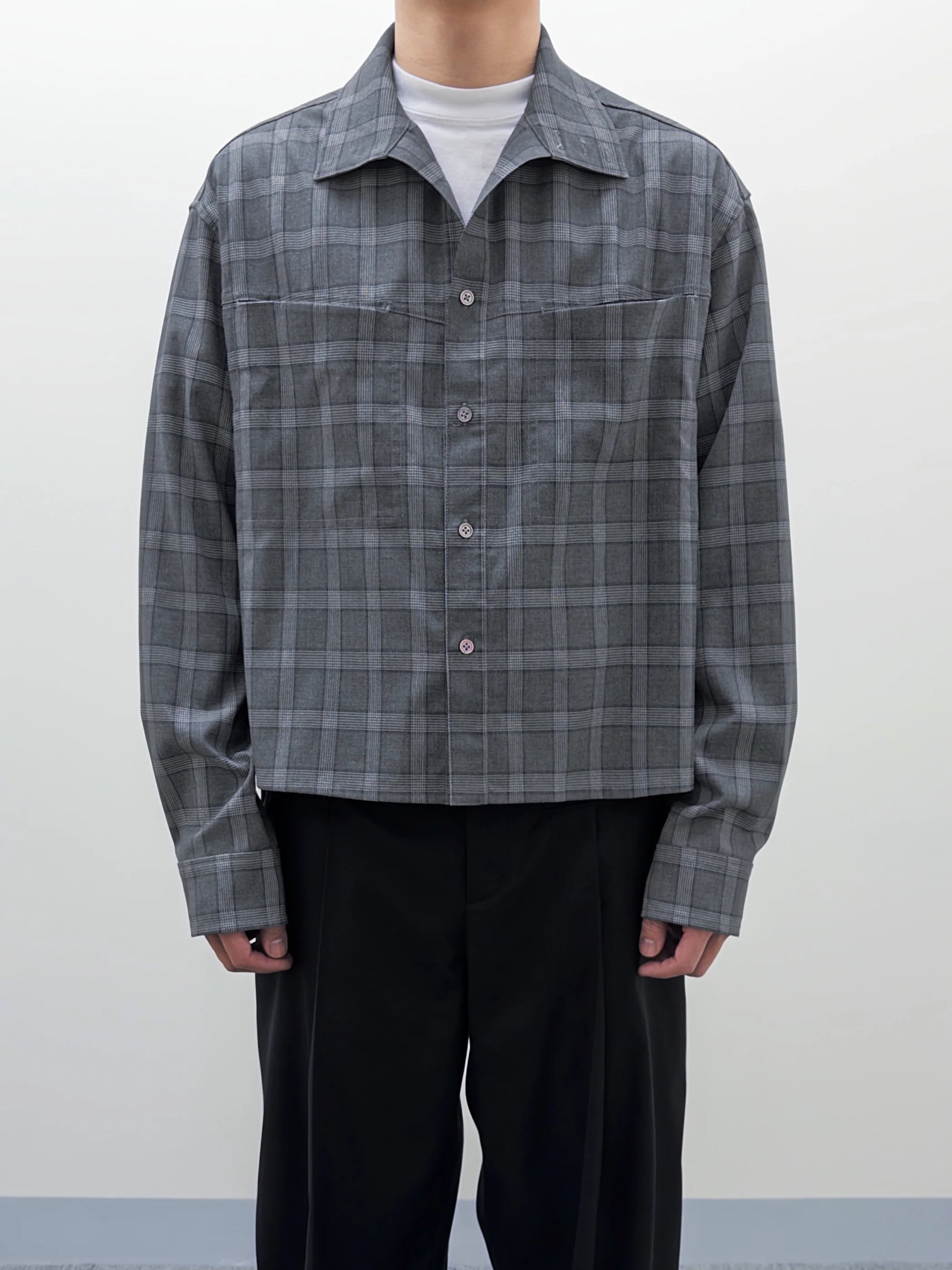 1DS 26BOXY SHIRTS (GREY CHECK)