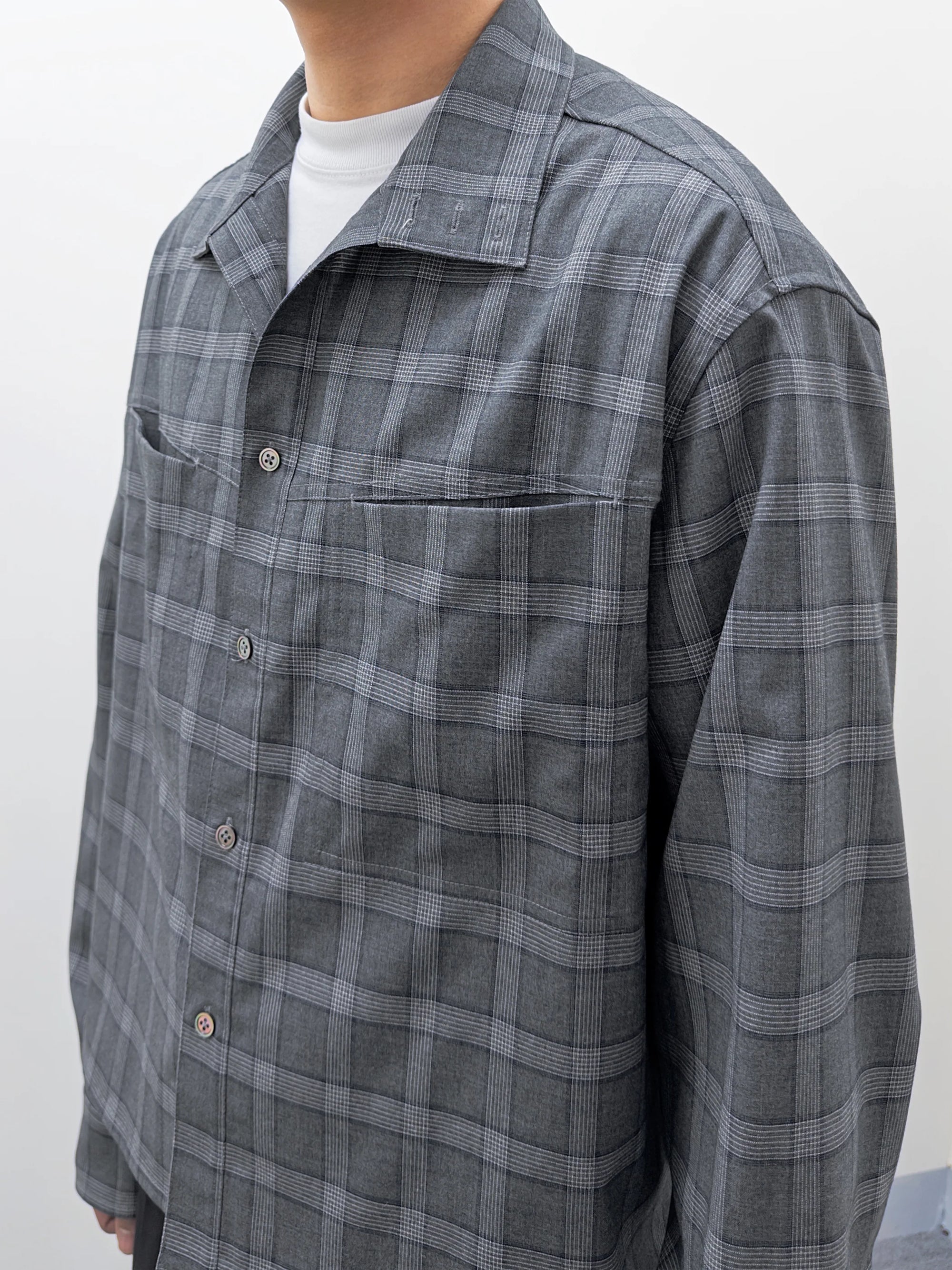 1DS 26BOXY SHIRTS (GREY CHECK)
