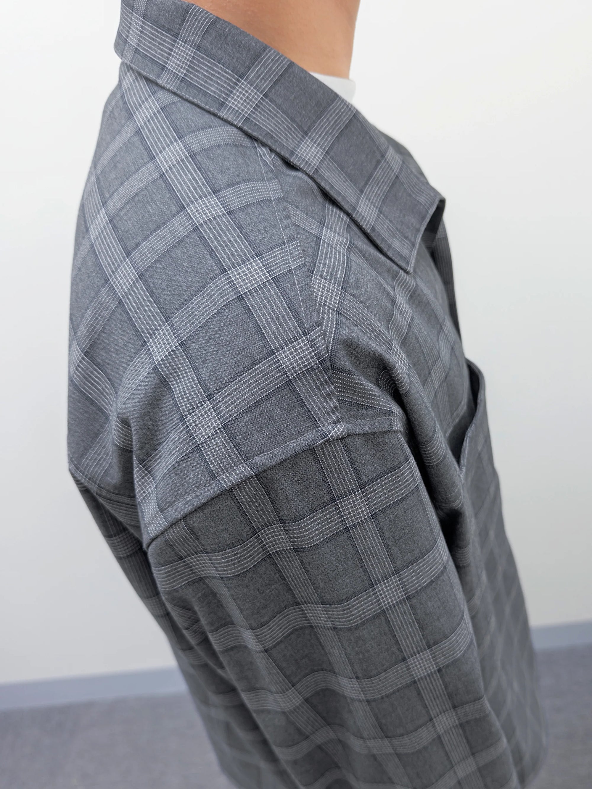 1DS 26BOXY SHIRTS (GREY CHECK)