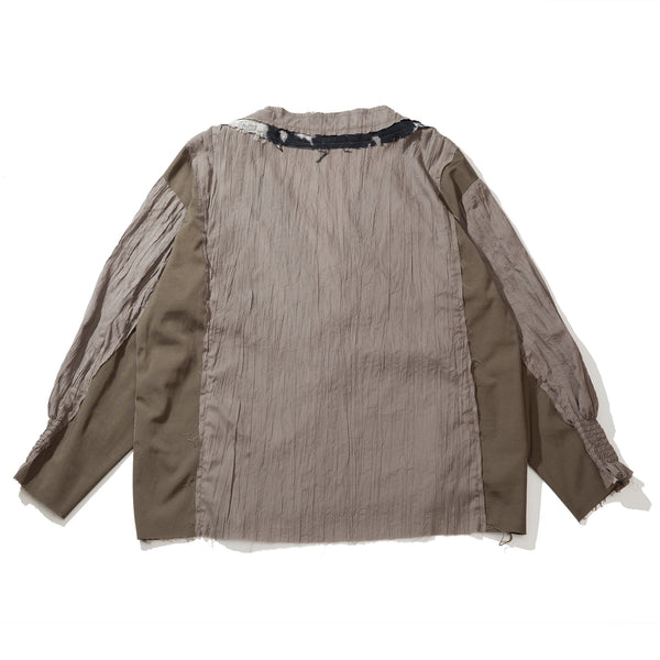 oversize big v spliced blouse