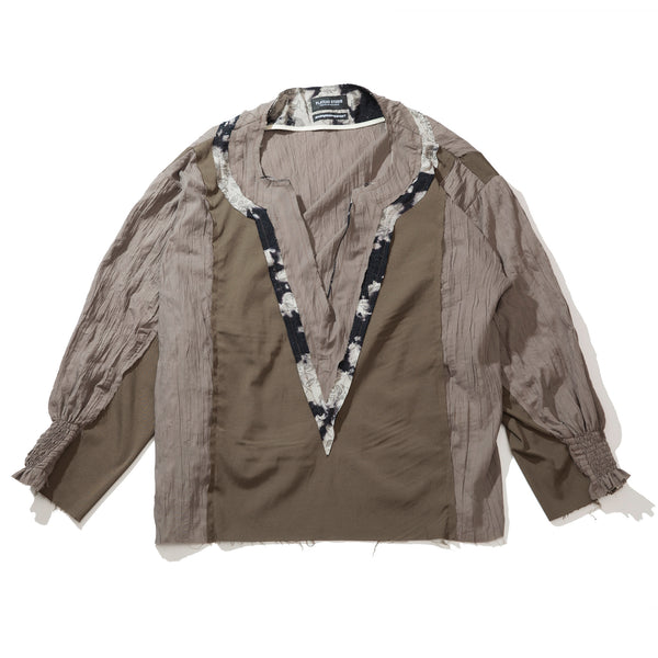 oversize big v spliced blouse