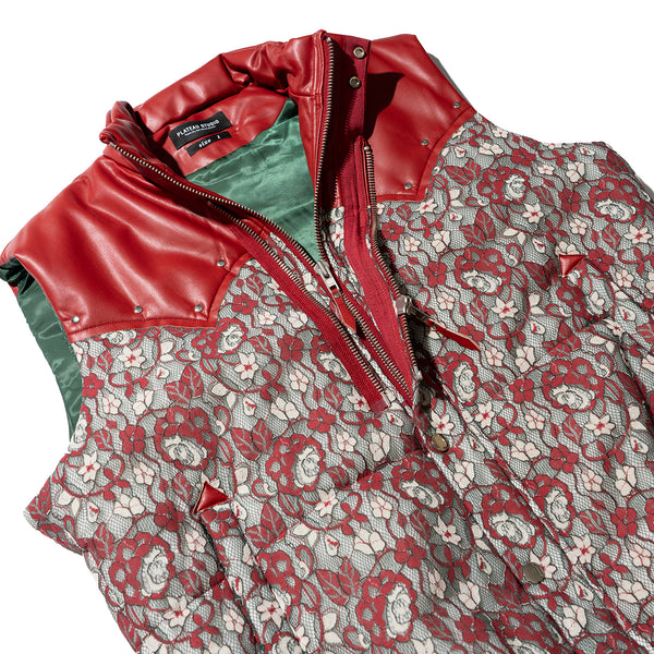 western lace padded vest